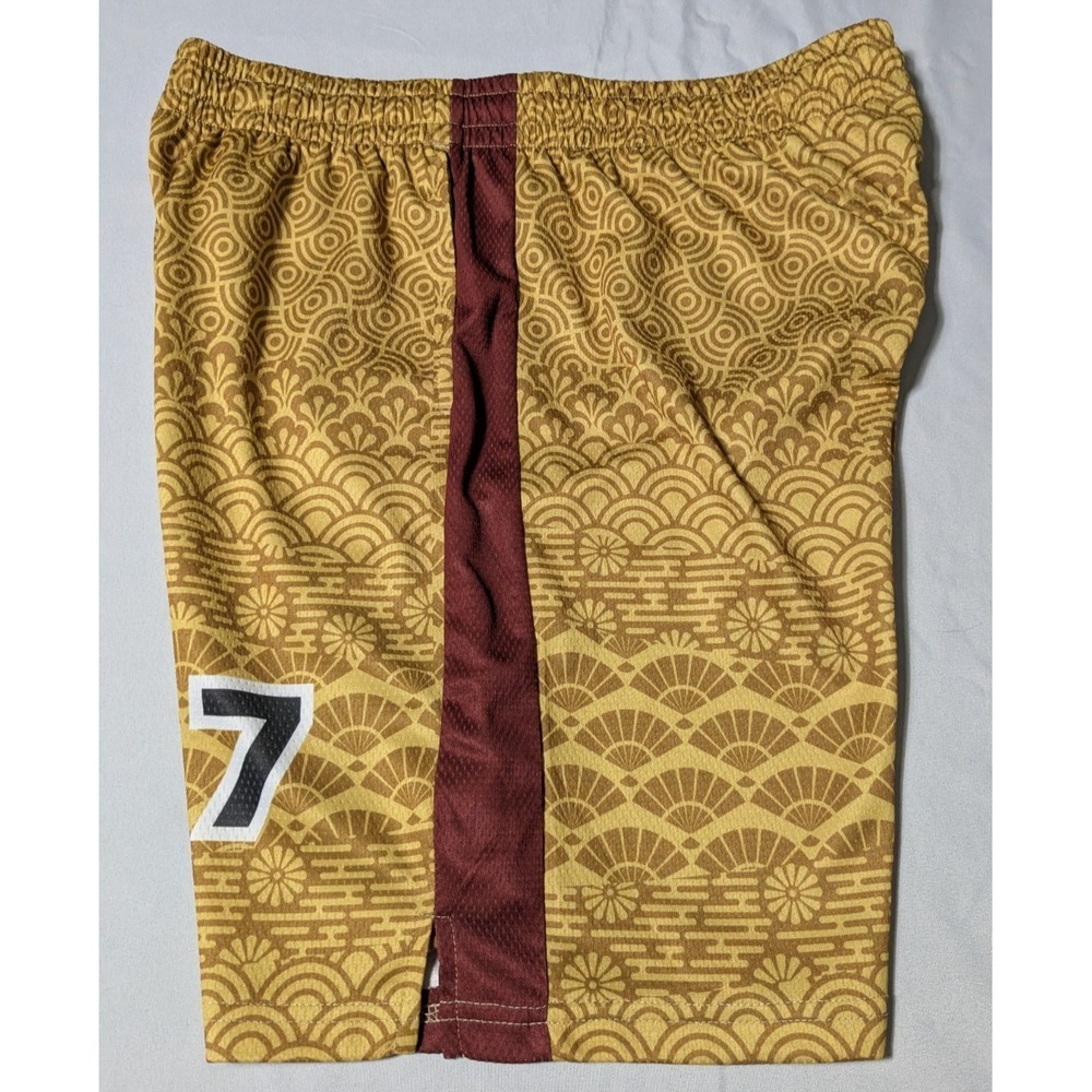 Red Ape MCMXXXIII‎ Men Large Gold Scallop AOP Pull-on Shorts - Picture 2 of 14